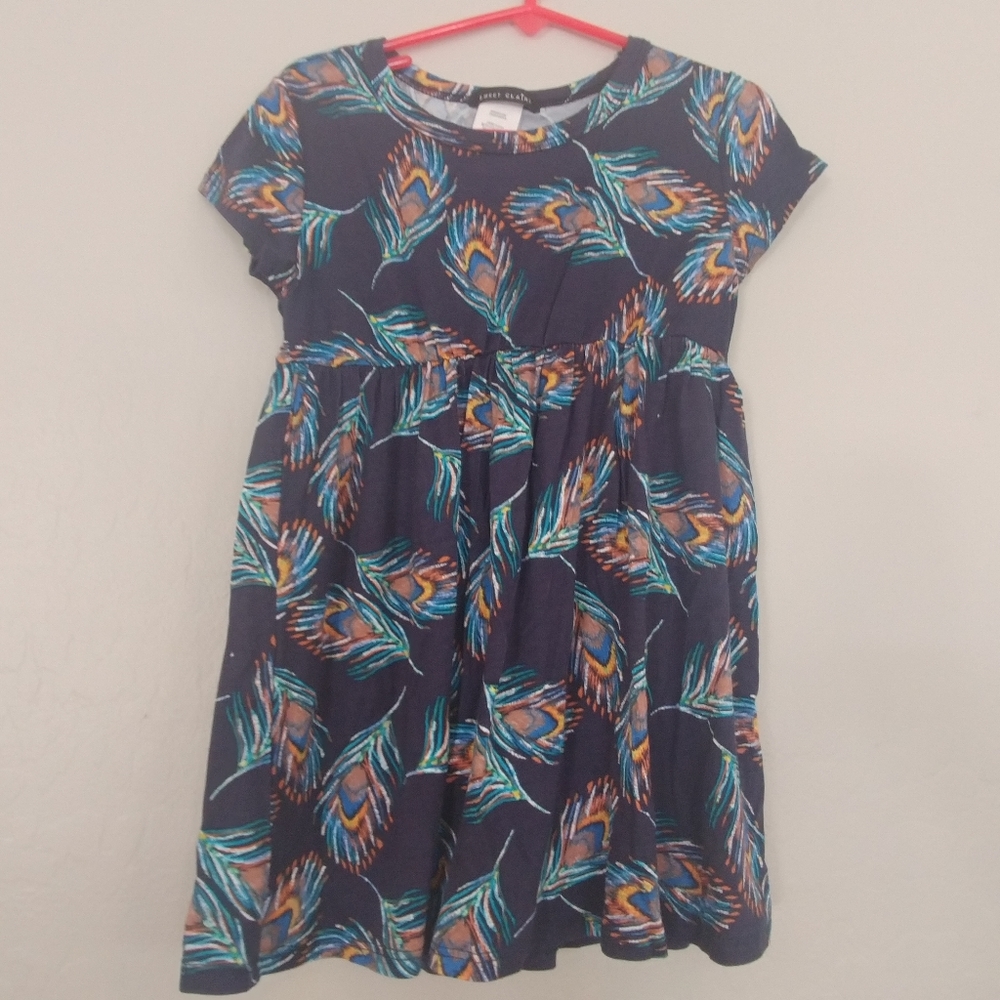 Navy blue feathered girls dress